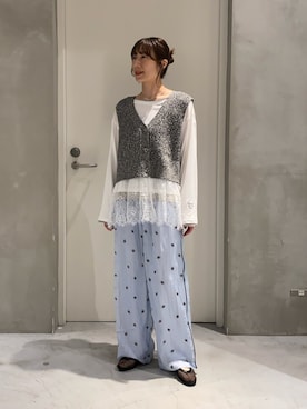 「CIAOPANIC TYPY（チャオパニックティピー）のアイテム（ベスト）」を使った、ささきともみさん（レディース・158cm）の夏コーディネート