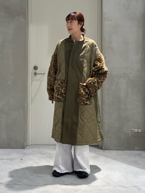 etsinta キルティング切り替えコート etsintaファー切替ノーカラーキルティングコート（モッズコート