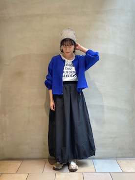 「ニットキャップ」｜「アイテム（アクセサリー）」を使った、ささきともみさん（レディース・158cm）の秋コーディネート