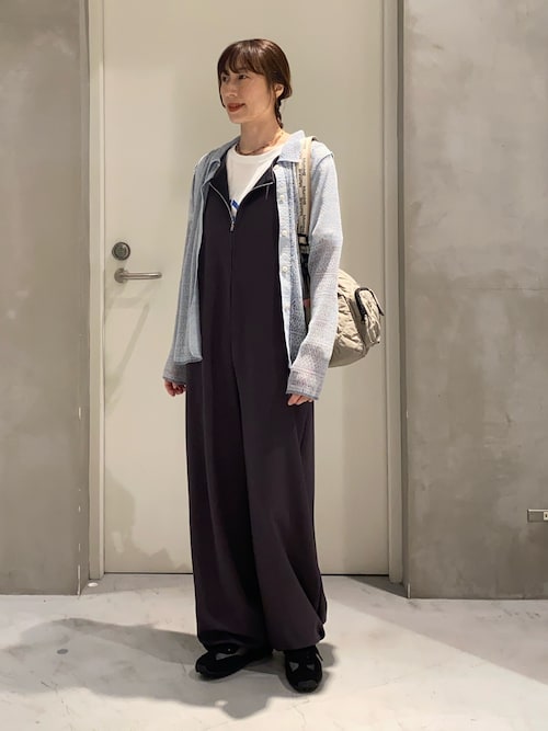3サイズ展開】フロントZIP裾ドロストオールインワン（つなぎ