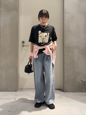 「CIAOPANIC TYPY（チャオパニックティピー）の【オケージョン対応可能】ilパールマンテルネックレス（ネックレス、シルバー系）」を使った、ささきともみさん（レディース・158cm）の春コーディネート