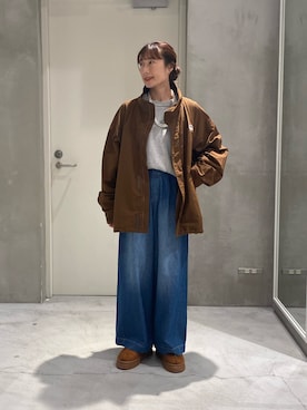 「CIAOPANIC TYPY（チャオパニックティピー）のムートンサンダル（サンダル）」を使った、ささきともみさん（レディース・158cm）の秋コーディネート