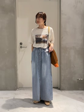 「CIAOPANIC TYPY（チャオパニックティピー）のアイテム（バッグ）」を使った、ささきともみさん（レディース・158cm）の夏コーディネート