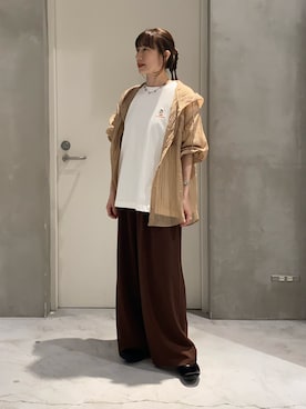 「CIAOPANIC TYPY（チャオパニックティピー）のアイテム（スラックス）」を使った、ささきともみさん（レディース・158cm）の春コーディネート