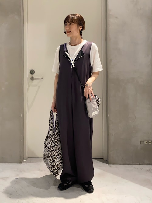 3サイズ展開】フロントZIP裾ドロストオールインワン（つなぎ