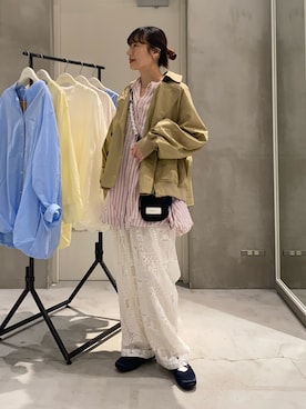 「CIAOPANIC TYPY（チャオパニックティピー）のアイテム（ジャケット/アウター）」を使った、ささきともみさん（レディース・158cm）の春コーディネート