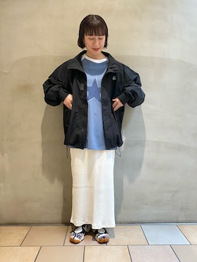 「Franklin Climbing（フランクリンクライミング）の【UVカット・撥水】【Franklin Climbing】カスケードライトジャケット（ナイロンジャケット）」を使った、ささきともみさん（レディース・158cm）の春コーディネート