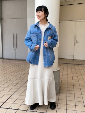 「ワッフル」｜「アイテム（デニムジャケット）」を使った、ささきともみさん（レディース・158cm）の秋コーディネート