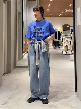 「CIAOPANIC TYPY（チャオパニックティピー）のフロントタックレイヤードライクメランジリブカーデ（カーディガン/ボレロ、グレー系）」を使った、ささきともみさん（レディース・158cm）の春コーディネート