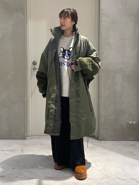 「アイテム（モッズコート）」を使った、ささきともみさん（レディース・158cm）の冬コーディネート