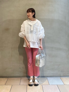 「UCS（ユーシーエス）のアイテム」を使った、ささきともみさん（レディース・158cm）の夏コーディネート