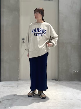 「CIAOPANIC TYPY（チャオパニックティピー）のアイテム（スウェット）」を使った、ささきともみさん（レディース・158cm）の春コーディネート