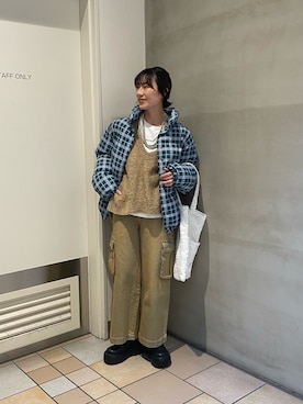 「CIAOPANIC TYPY（チャオパニックティピー）のアイテム（ダウンジャケット/コート）」を使った、ささきともみさん（レディース・158cm）の冬コーディネート