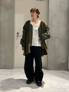 「ノーカラージャケット」｜ささきともみさん（レディース・158cm）の秋コーディネート