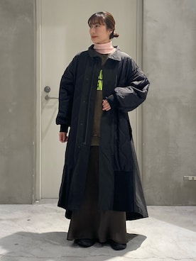 「アイテム（モッズコート）」を使った、ささきともみさん（レディース・158cm）の冬コーディネート