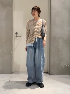 「CIAOPANIC TYPY（チャオパニックティピー）の【UNISEX】ポーチ付き中綿ハンドBAG（ショルダーバッグ）」を使った、ささきともみさん（レディース・158cm）の春コーディネート