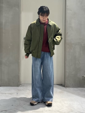 「アイテム（MA-1）」を使った、ささきともみさん（レディース・158cm）の冬コーディネート