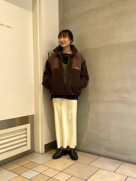 「コロンビア」｜「アイテム（ブルゾン）」を使った、ささきともみさん（レディース・158cm）の冬コーディネート
