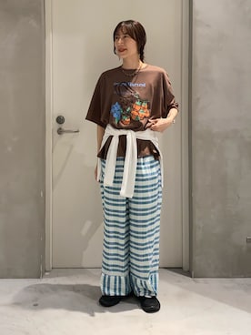 「CIAOPANIC TYPY（チャオパニックティピー）のアイテム（アクセサリー）」を使った、ささきともみさん（レディース・158cm）の夏コーディネート