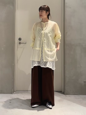 「CIAOPANIC TYPY（チャオパニックティピー）の【lil/リル】1連ボールチェーンネックレス（ネックレス、シルバー系）」を使った、ささきともみさん（レディース・158cm）の春コーディネート