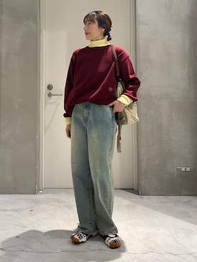 「CIAOPANIC TYPY（チャオパニックティピー）のアイテム（トートバッグ）」を使った、ささきともみさん（レディース・158cm）の冬コーディネート