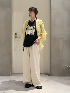 「CIAOPANIC TYPY（チャオパニックティピー）のアイテム（スラックス）」を使った、ささきともみさん（レディース・158cm）の春コーディネート