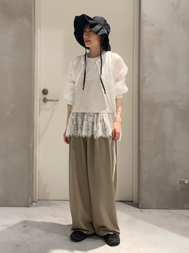 「CIAOPANIC TYPY（チャオパニックティピー）のアイテム（帽子）」を使った、ささきともみさん（レディース・158cm）の春コーディネート