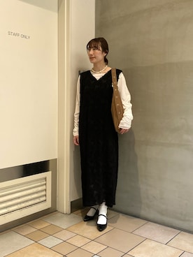 「CIAOPANIC TYPY（チャオパニックティピー）のアイテム（トートバッグ）」を使った、ささきともみさん（レディース・158cm）の冬コーディネート