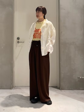 「CIAOPANIC TYPY（チャオパニックティピー）のアイテム（スラックス）」を使った、ささきともみさん（レディース・158cm）の春コーディネート