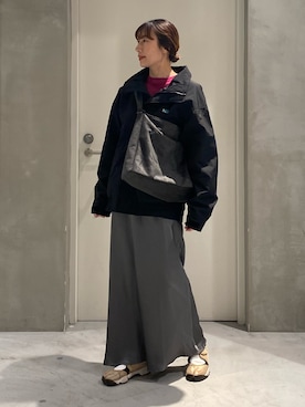 「アイテム（ナイロンジャケット）」を使った、ささきともみさん（レディース・158cm）の冬コーディネート