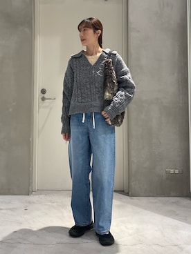 「CIAOPANIC TYPY（チャオパニックティピー）のアイテム（トートバッグ）」を使った、ささきともみさん（レディース・158cm）の冬コーディネート