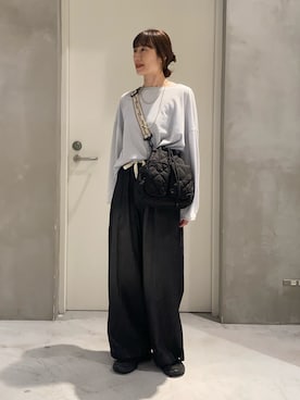 「CIAOPANIC TYPY（チャオパニックティピー）の【lil/リル】1連ボールチェーンネックレス（ネックレス、シルバー系）」を使った、ささきともみさん（レディース・158cm）の春コーディネート