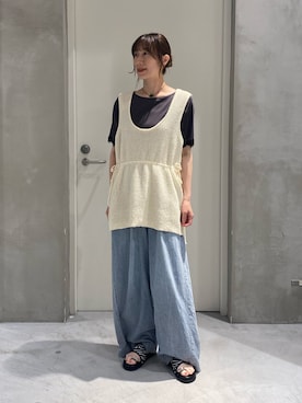 「CIAOPANIC TYPY（チャオパニックティピー）のアイテム（ベスト）」を使った、ささきともみさん（レディース・158cm）の夏コーディネート