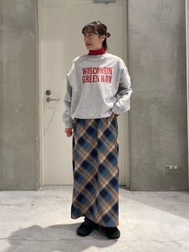 「チェック柄」｜ささきともみさん（レディース・158cm）の秋コーディネート