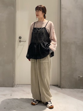 「CIAOPANIC TYPY（チャオパニックティピー）のアイテム（アクセサリー）」を使った、ささきともみさん（レディース・158cm）の春コーディネート
