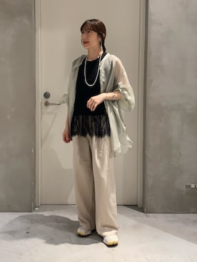「CIAOPANIC TYPY（チャオパニックティピー）の: lilスモールパールネックレス（ネックレス、ホワイト系）」を使った、ささきともみさん（レディース・158cm）の夏コーディネート