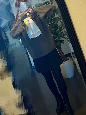 「ブラウン×ブラック」｜りせりせ☆さん（レディース・163cm）の冬コーディネート