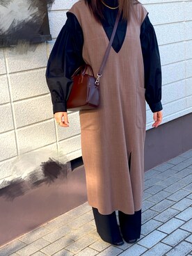 「ブラウン×ブラック」｜りせりせ☆さん（レディース・163cm）の秋コーディネート