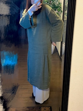 「カーキ×ホワイト」｜りせりせ☆さん（レディース・163cm）の冬コーディネート