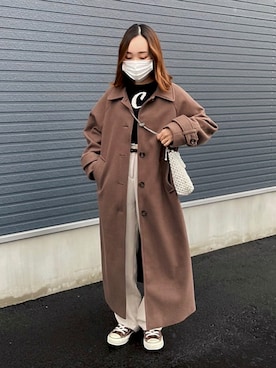 「しまむら（シマムラ）のアイテム（ステンカラーコート）」を使った、みゆうさん（レディース・151cm）の冬コーディネート