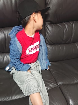 「EDWIN（エドウィン）のアイテム」を使った、こあらさん（キッズ・100cm）の春コーディネート