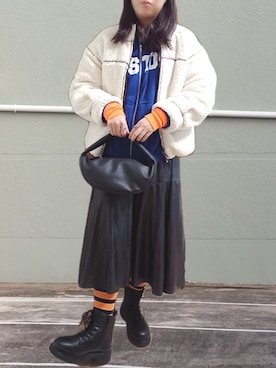 「one after another NICE CLAUP（ワンアフターアナザーナイスクラップ）のアイテム（ブルゾン）」を使った、こあらさん（レディース・159cm）の冬コーディネート