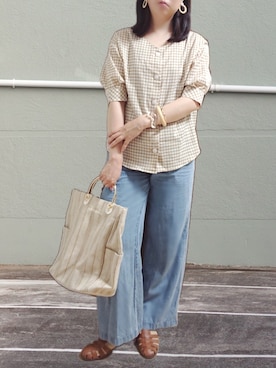 「AULI（アウリィ）のアイテム」を使った、こあらさん（レディース・159cm）の夏コーディネート