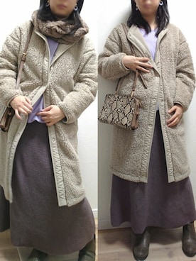 「ラベンダー」｜「アイテム（その他アウター）」を使った、こあらさん（レディース・159cm）の冬コーディネート