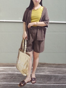 「A.P.C.」｜「アイテム（アクセサリー）」を使った、こあらさん（レディース・159cm）の夏コーディネート