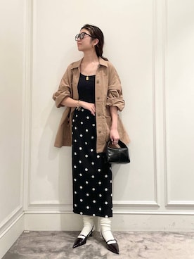 「アイテム（ミリタリージャケット、イエロー系）」を使った、pocustagramさん（レディース・162cm）の秋コーディネート