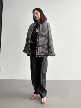 「アイテム（その他アウター、ブラック系）」を使った、pocustagramさん（レディース・162cm）の秋コーディネート