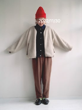 「古着好きな人と繋がりたい」｜「アイテム（ブルゾン）」を使った、saccoさん（レディース・163cm）の秋コーディネート