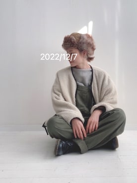 「ボア」｜「アイテム（サロペット/オーバーオール）」を使った、saccoさん（レディース・163cm）の冬コーディネート