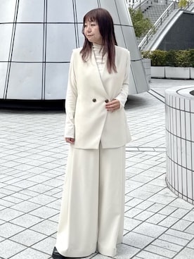 「OPAQUE.CLIP（オペークドットクリップ）の【es】ダブルブレストノーカラージレ/セットアップ対応可【洗える】（ベスト、ベージュ系）」を使った、chikoさん（レディース・150cm）の春コーディネート